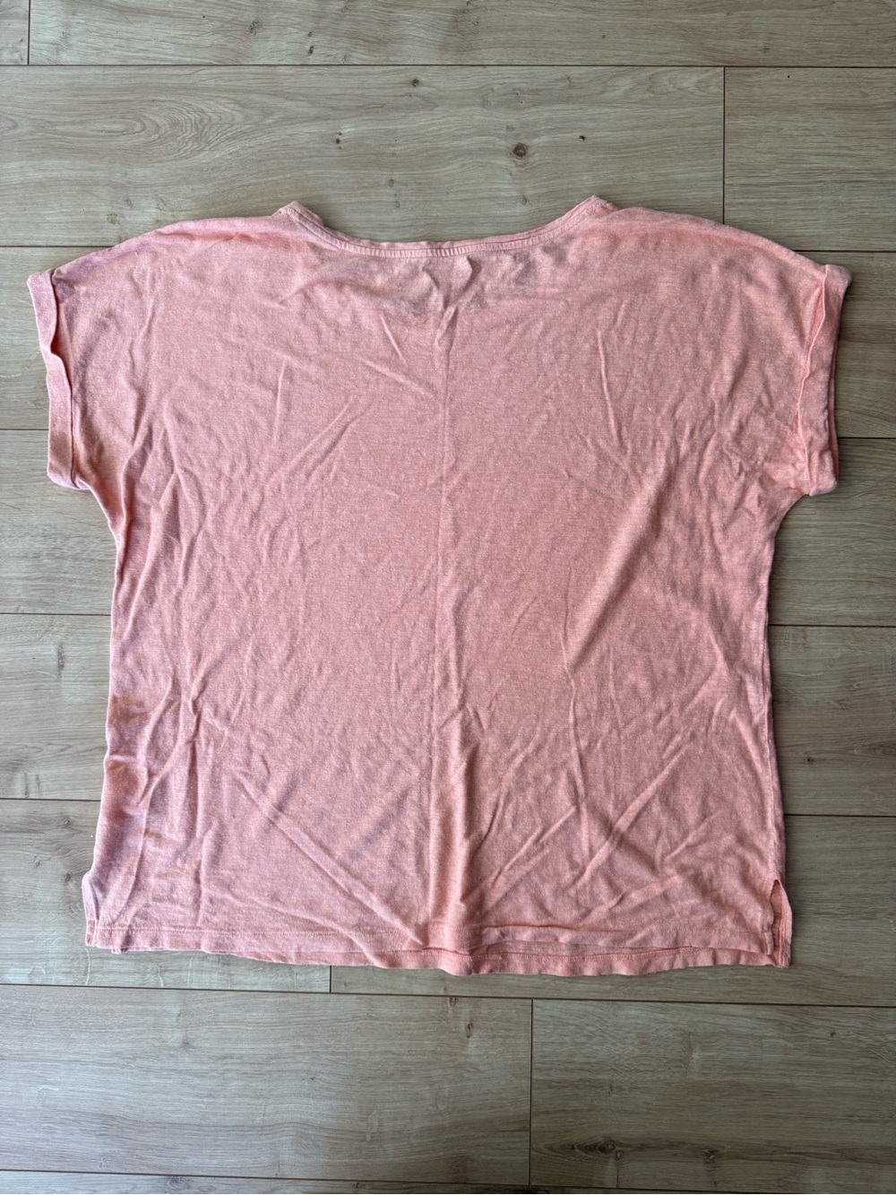 Eileen Fisher Peach Hemp Organic Cotton T Shirt M Boxy Relaxed Coastal Minimal - Picture 2 of 7